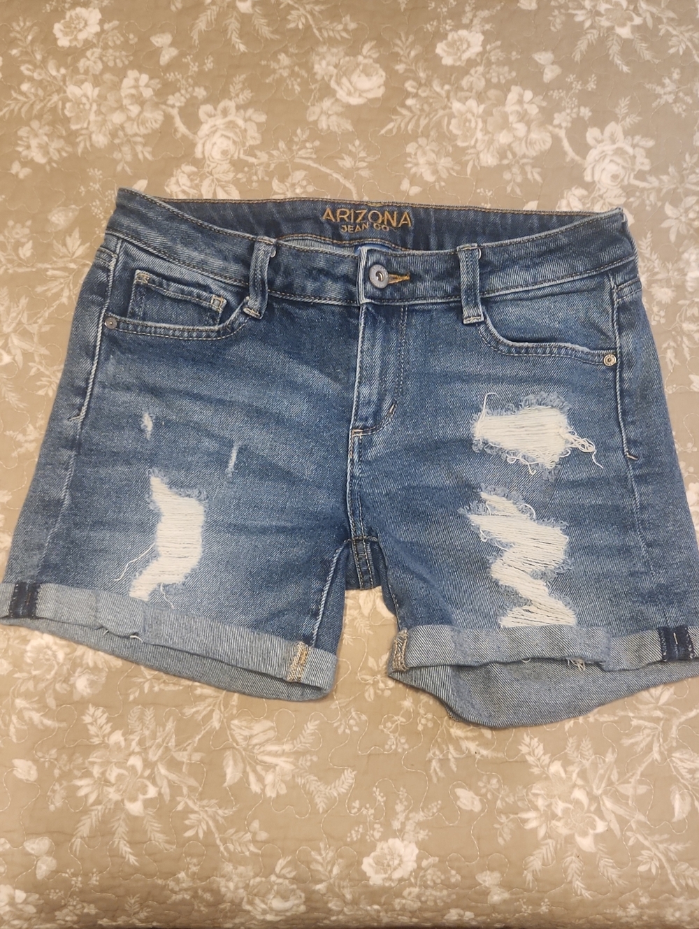 Arizona Jean Company Distressed Blue Denim Shorts